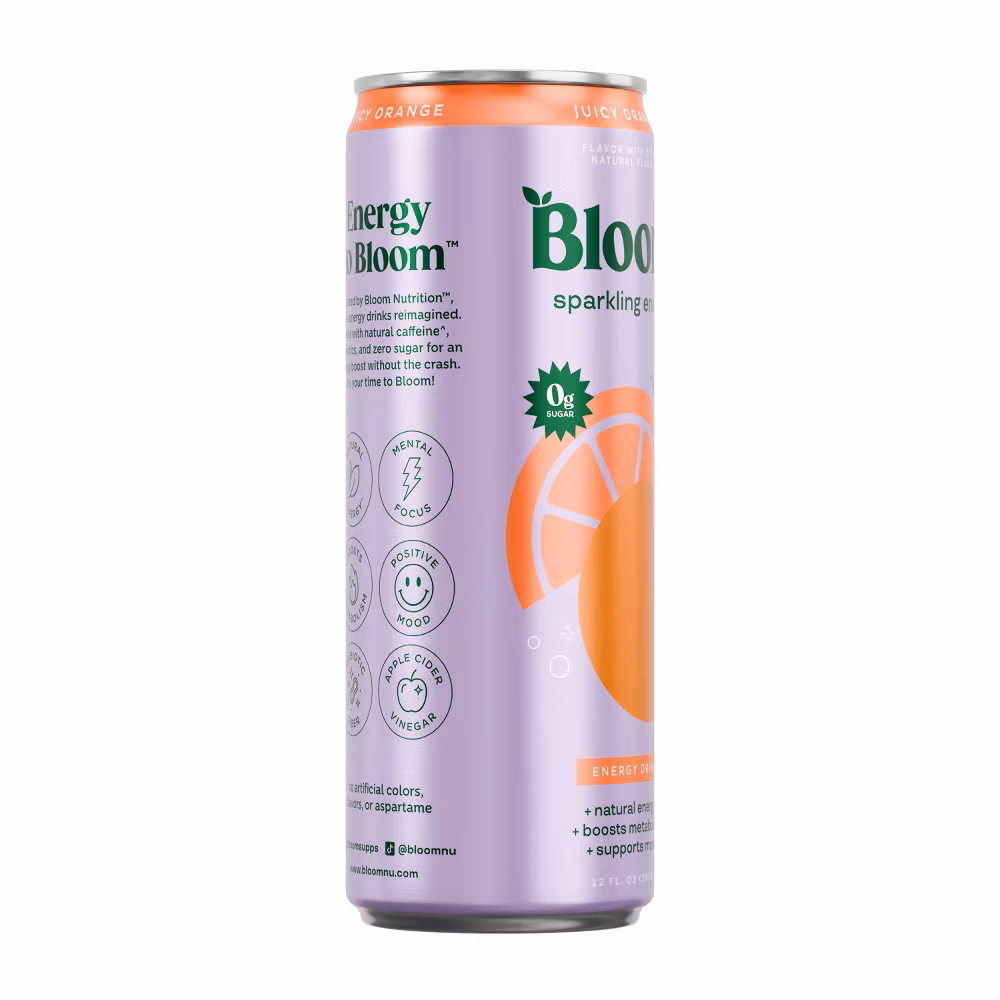 BLOOM NUTRITION Sparkling Energy Drink - Juicy Orange - 12 fl oz Can - Image 6