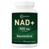 Micro Ingredients NAD+ 500mg with Resveratrol, 240 Veggie Capsules | 2-in-1 NAD Supplement for Women & Men | NMN Pathway Alternative | Non-GMO, Gluten Free