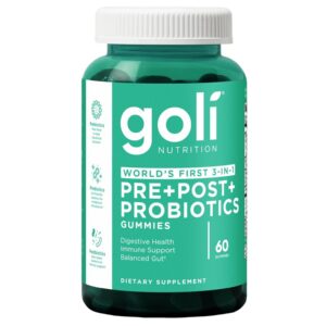Goli Pre Pro Postbiotic Gummies - Worlds First 3-in-1 Formula with  Probiotics, XOS Prebiotics,  Postbiotics - Vegan, Non-GMO, Gluten-Free 60ct