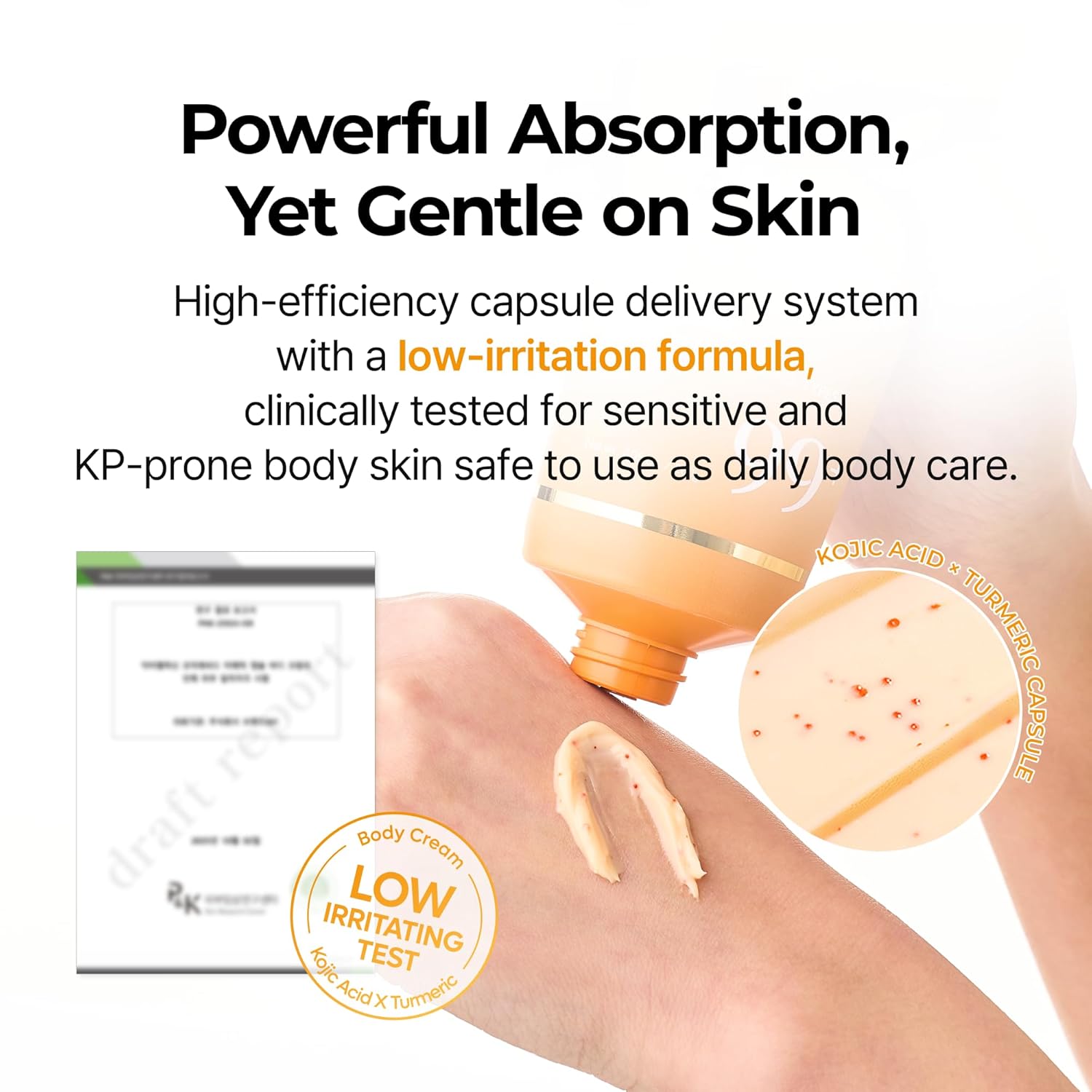 Dr Melaxin Kojic Acid Turmeric Capsule Body Cream, Brightening Body Moisturizer for Dark Spots and Uneven Skin Tone, with Ceramides & Hyaluronic Acid, 200g - Image 7