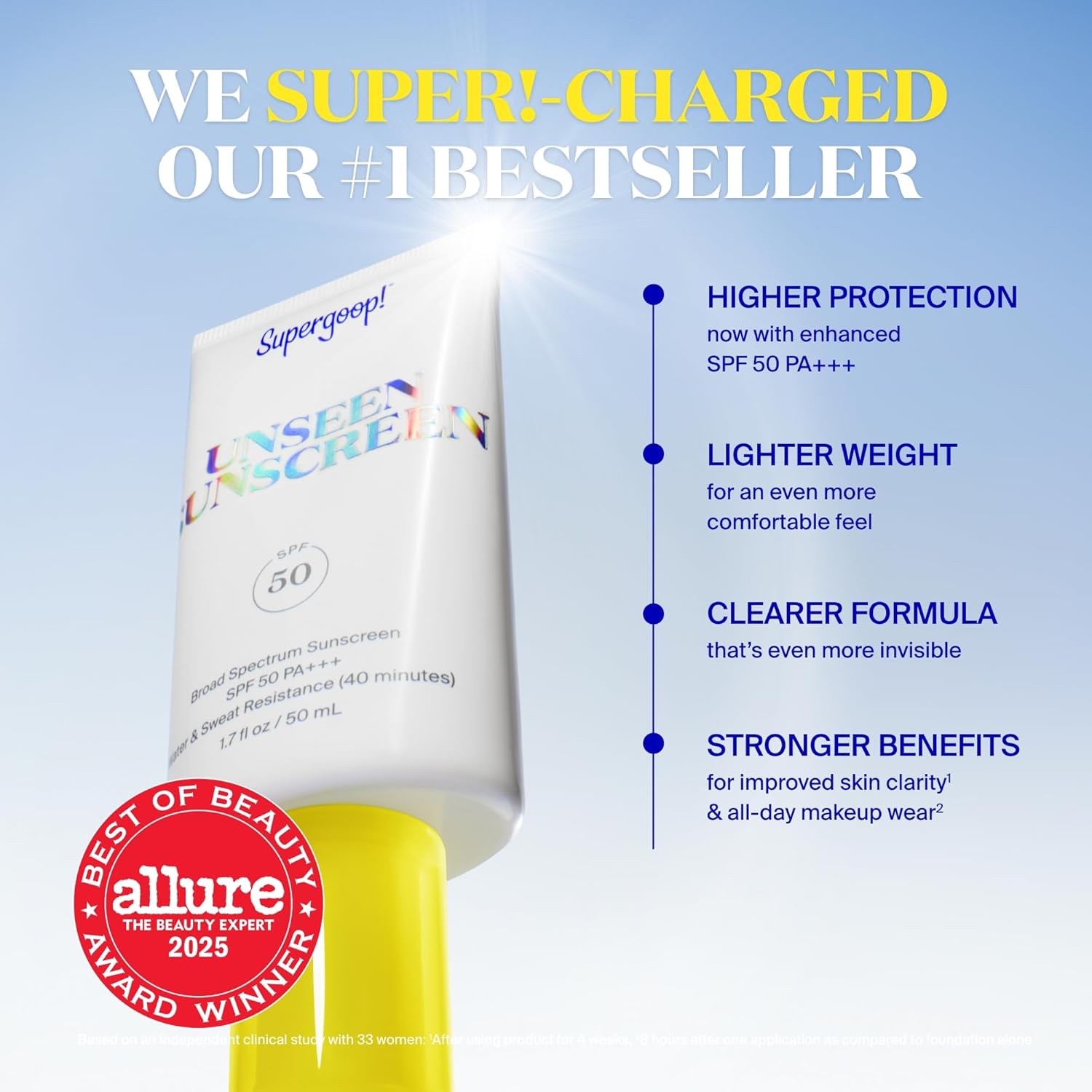 Supergoop! Unseen Sunscreen - SPF 50 - Clear & Invisible Face Sunscreen + Broad Spectrum + Makeup-Gripping Primer - Weightless, Scentless, Oil Free - For All Skin Types & Tones - 1.7 fl oz - Image 3