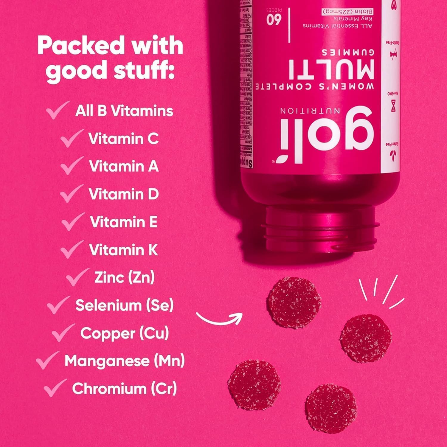 Goli® Women’s Multivitamin Gummies - 60 Count - All 13 Essential Vitamins, and Key Minerals - Kosher, Gluten-Free, Vegan, and Non-GMO. - Image 7