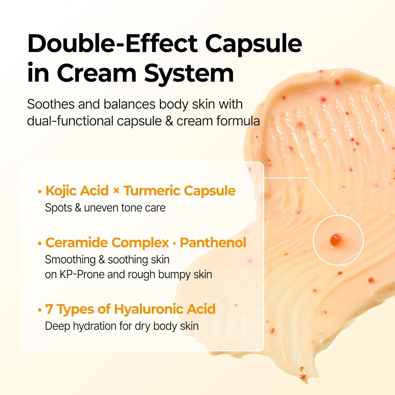 Dr Melaxin Kojic Acid Turmeric Capsule Body Cream, Brightening Body Moisturizer for Dark Spots and Uneven Skin Tone, with Ceramides & Hyaluronic Acid, 200g - Image 5