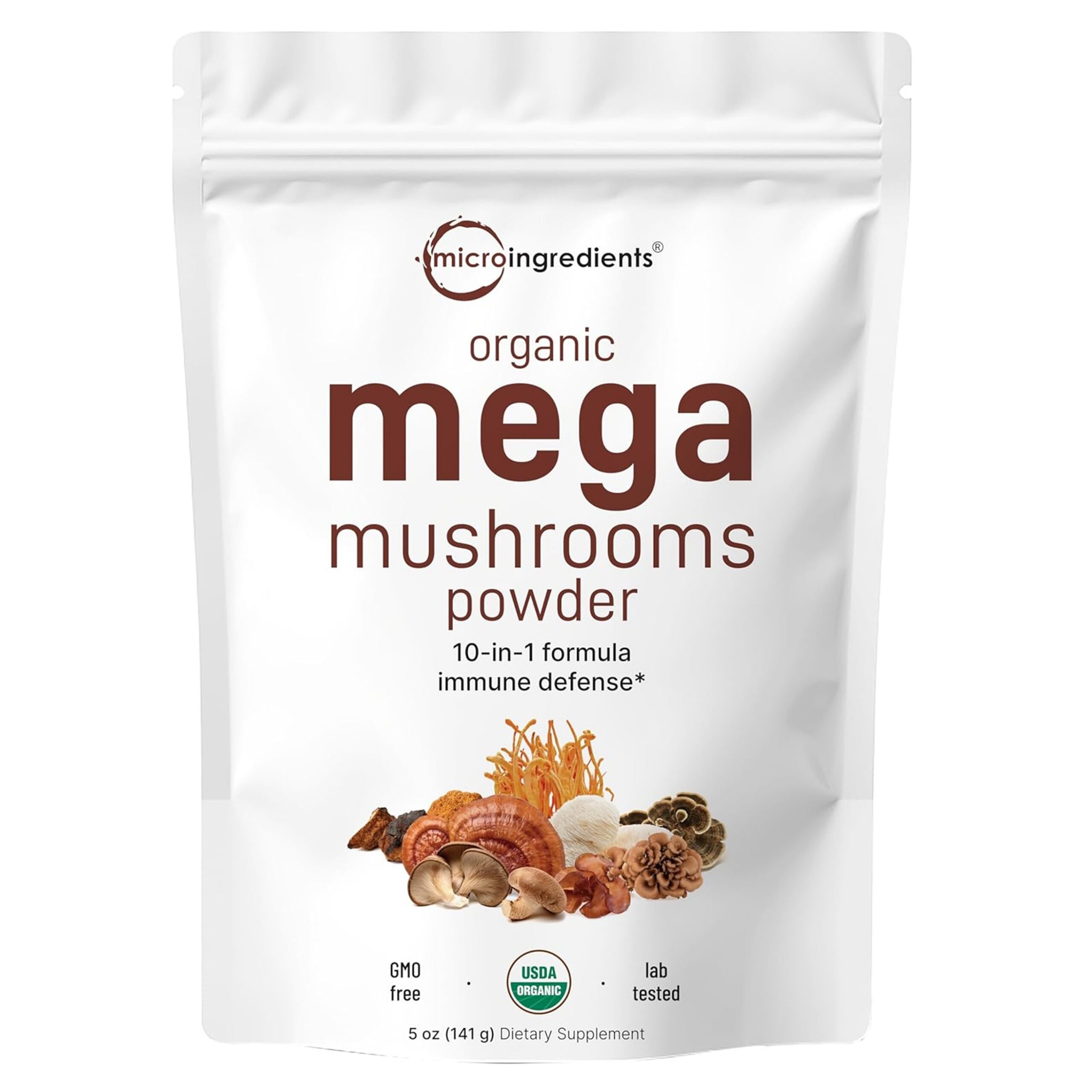 Micro Ingredients Organic Mushroom 10-in-1 Blend, 5 oz | Chaga, Lion’s Mane, Cordyceps & More | Great for Smoothies & Daily Use | Non-GMO, Vegan Friendly