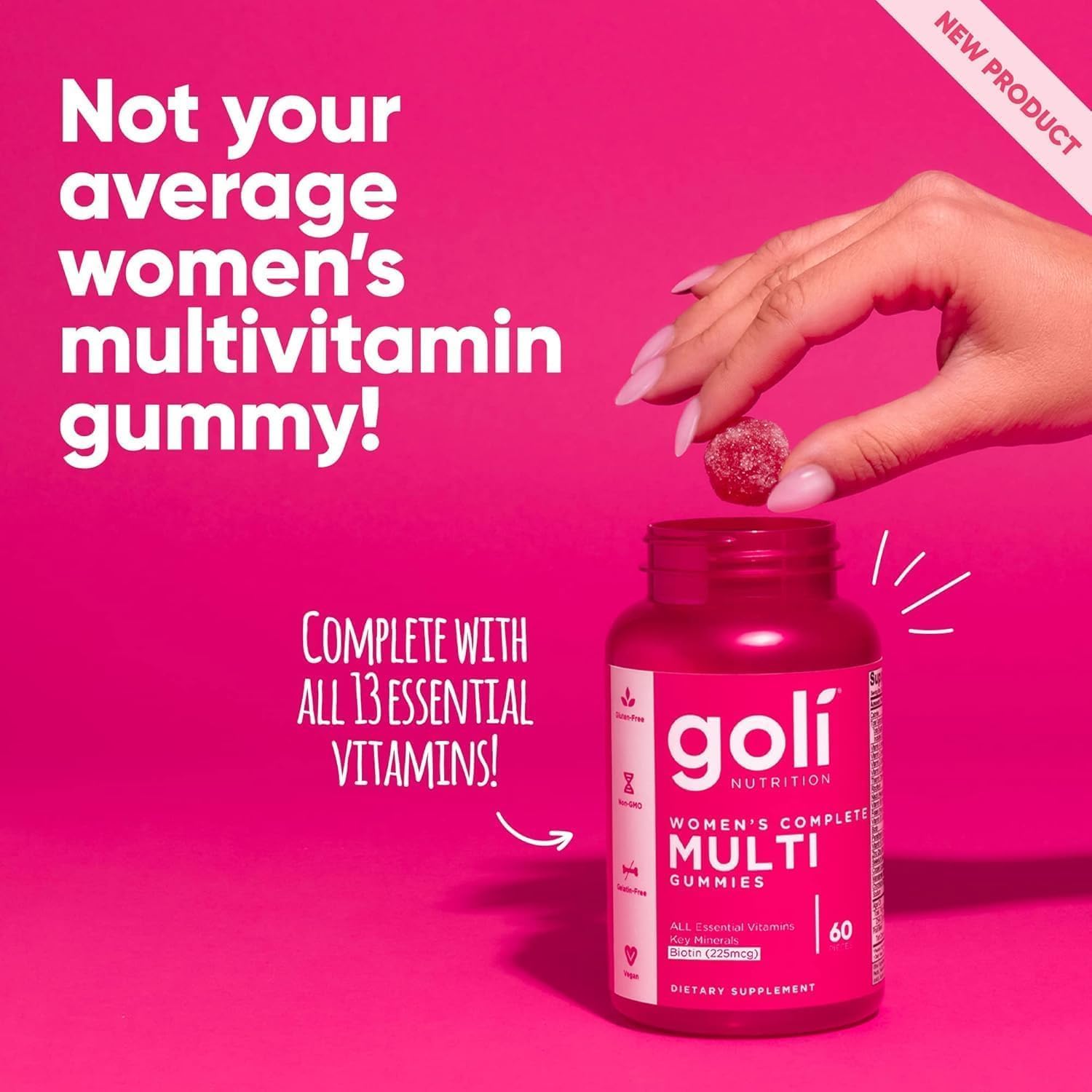 Goli® Women’s Multivitamin Gummies - 60 Count - All 13 Essential Vitamins, and Key Minerals - Kosher, Gluten-Free, Vegan, and Non-GMO. - Image 5