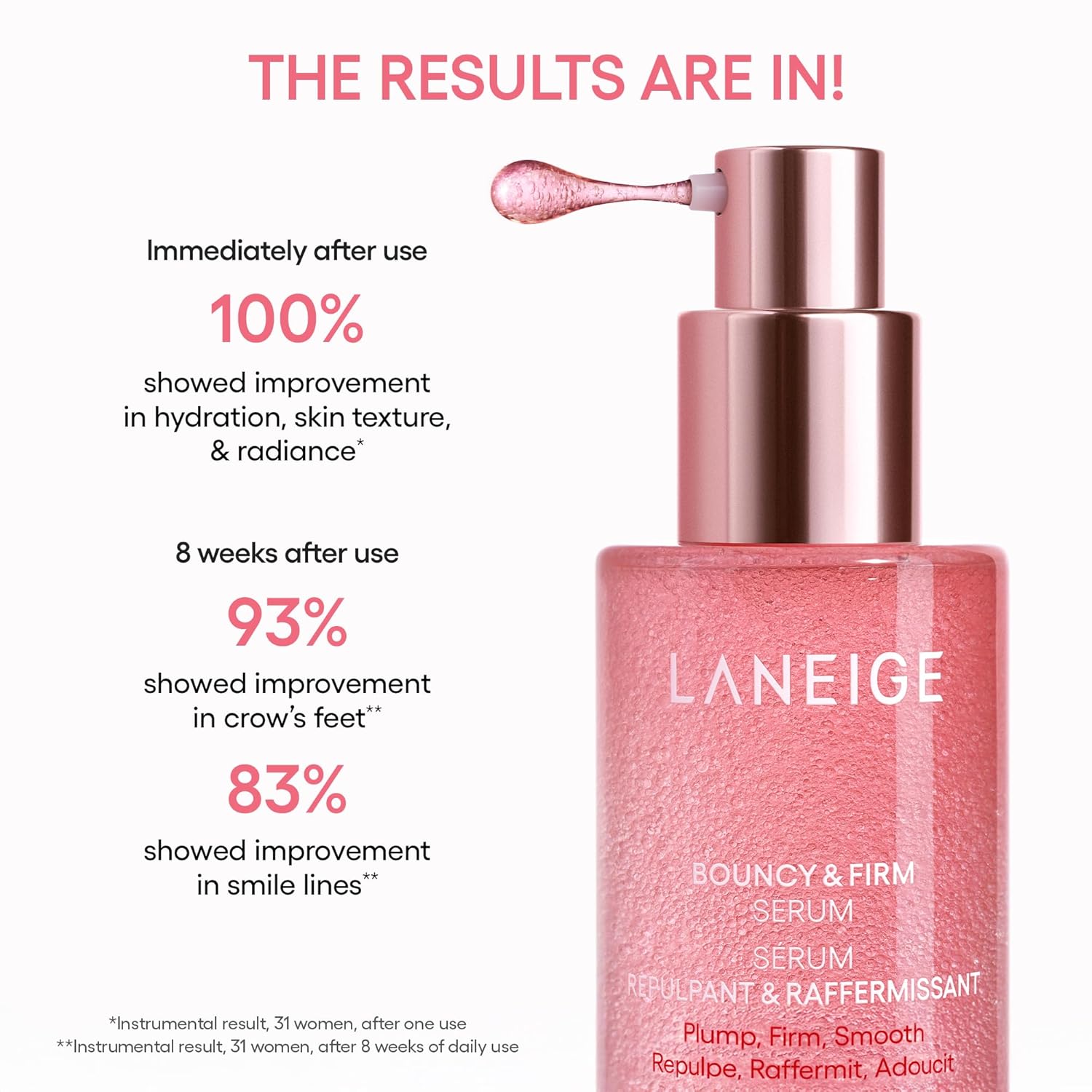 LANEIGE Bouncy & Firm Serum: Korean Slow Aging Collagen Serum with Peptides for Plumping, Firming, & Hydrating - Image 5