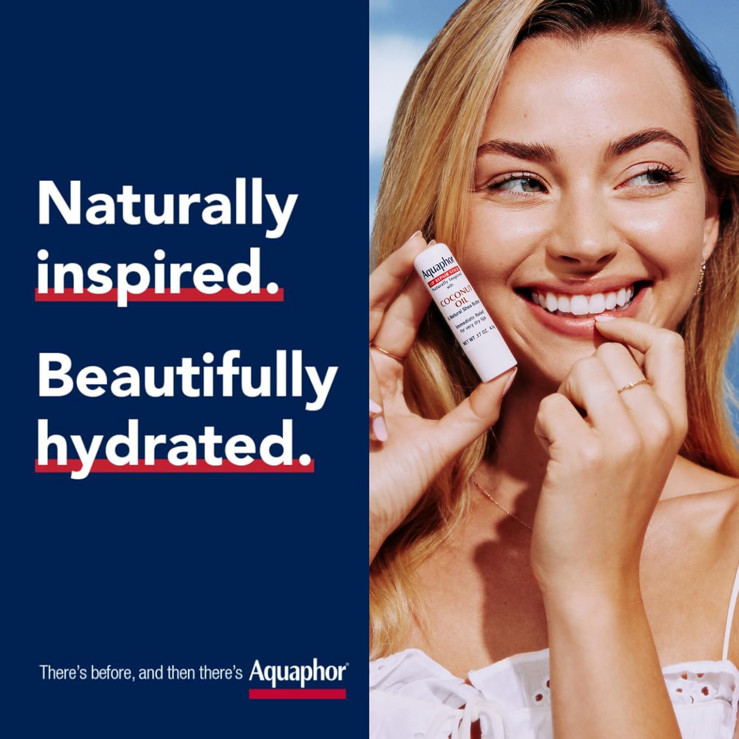 Aquaphor Naturally Inspired Lip Repair Stick with Coconut Oil and Natural Shea Butter, Hydrating Lip Balm Immediately Relieves Dryness, 0.17 Oz Stick - Image 7
