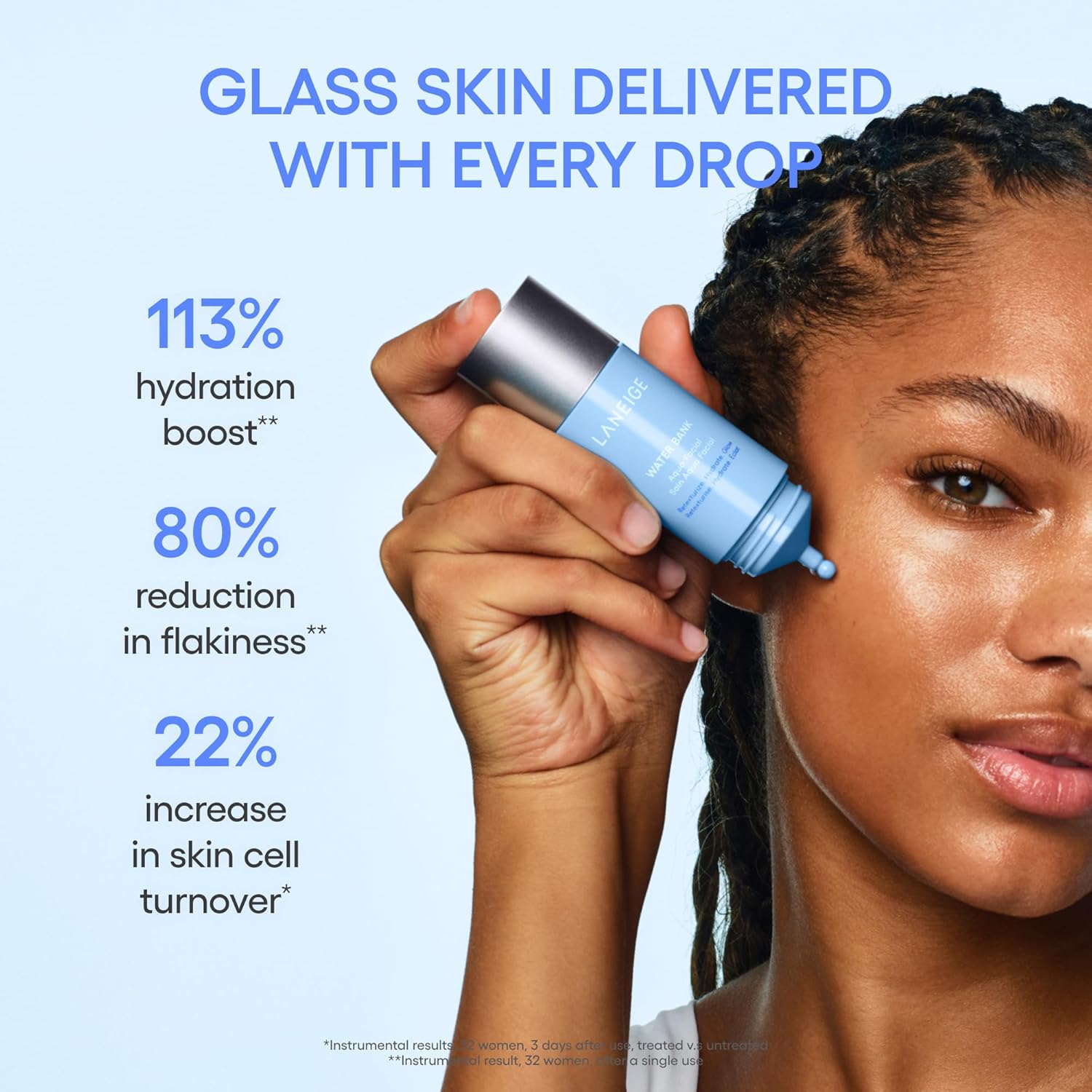 LANEIGE Water Bank Aqua Facial Serum | K-Beauty Exfoliating & Hydrating Serum | AHA BHA PHA Gentle Exfoliation| Hyaluronic Acid & Ceramide Glow Boost | Smooth, Soft, Radiant Skin - Image 8