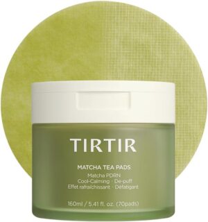TIRTIR Matcha PDRN Toner Pad | Double-Sided Pad for Refine and Hydration, 10,000ppm Vegan PDRN & 2% Niacinamide, Instant Redness Relief, Daily Calm Soothing Exfoliator, 70 Pads