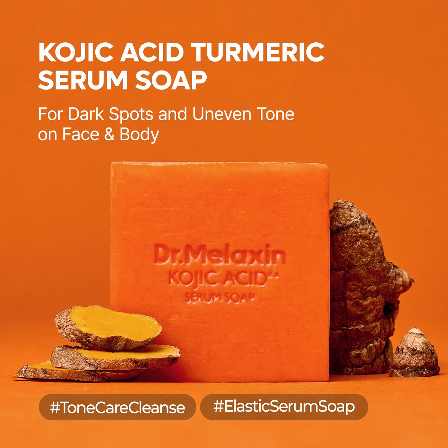 Dr Melaxin Kojic Acid Turmeric Serum Soap – Tone Care Cleansing Bar for Uneven Skin Tone, Elastic Deep Cleansing Facial & Body Soap with Botanical Oils - Image 6