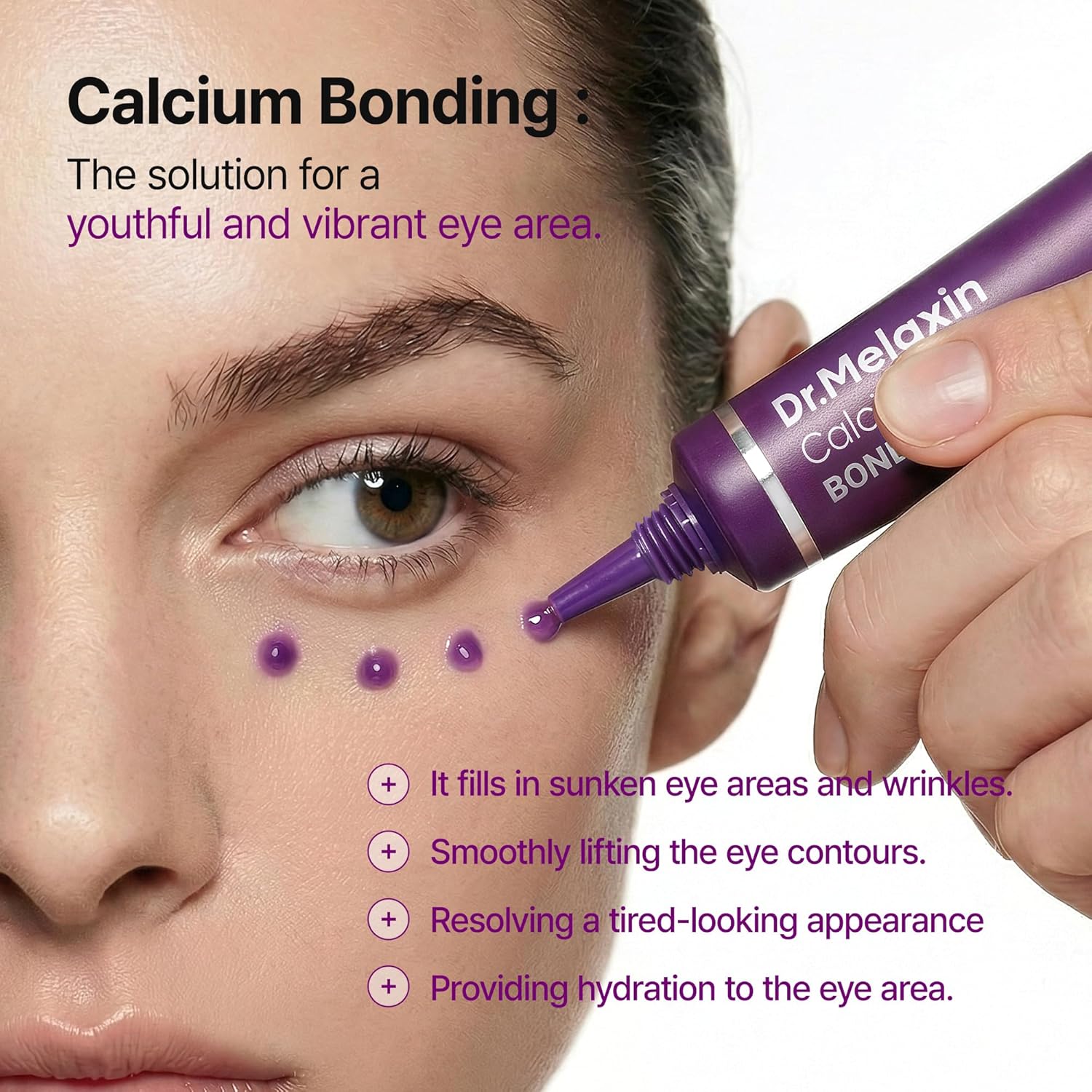 Dr Melaxin Calcium Bonding Eye Cream – Peptide & Hyaluronic Acid Eye Cream for Wrinkles, Dark Circles & Puffy Eyes, Firming and Hydrating Eye Treatment - Image 4