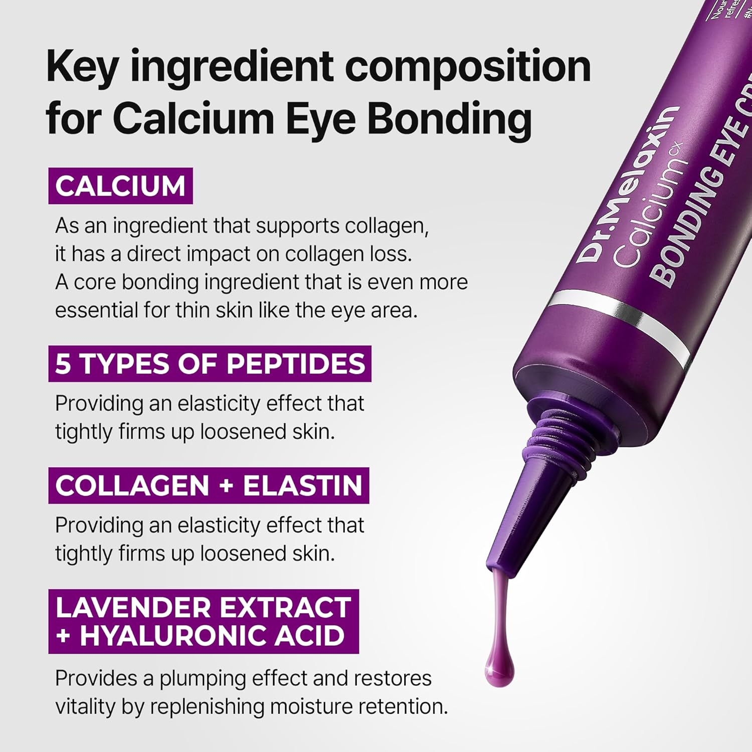 Dr Melaxin Calcium Bonding Eye Cream – Peptide & Hyaluronic Acid Eye Cream for Wrinkles, Dark Circles & Puffy Eyes, Firming and Hydrating Eye Treatment - Image 8