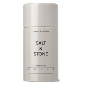 Salt & Stone Aluminum Free Deodorant | Extra Strength 48 Hour Protection for Women & Men | Made with Seaweed Extracts, Niacinamide & Prebiotics | Santal & Vetiver