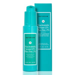 Naturium Niacinamide Face Serum 12% Plus Zinc 2%, Anti-Aging, Pore Minimizer & Dark Spot Corrector with Hyaluronic Acid & Vitamin E, Vegan & Cruelty-Free, 1 oz
