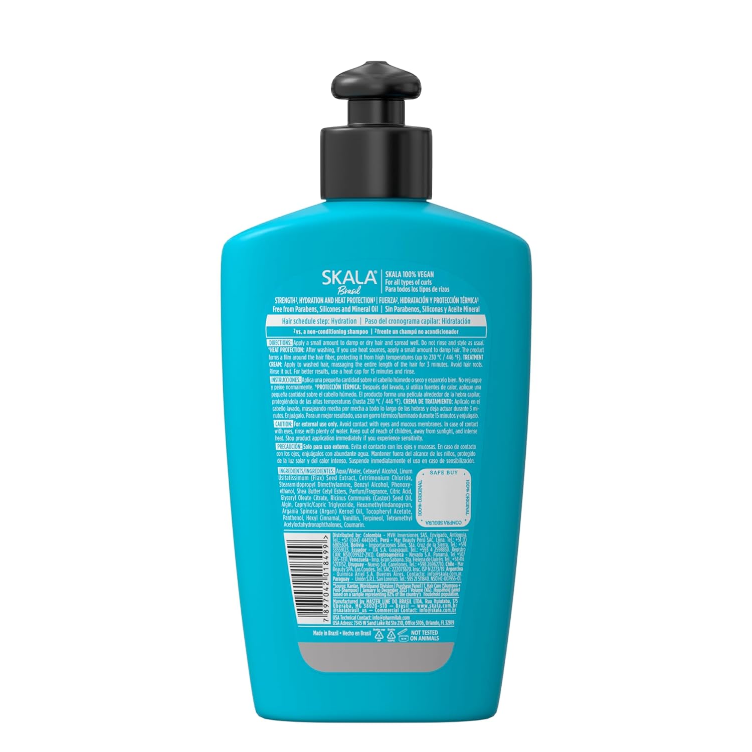 SKALA Mais Cachos 3-in-1 Treatment Cream and Leave-In Conditioner Curl Definition and Heat Protection for Curly Hair Types, 8.8 oz - Image 3
