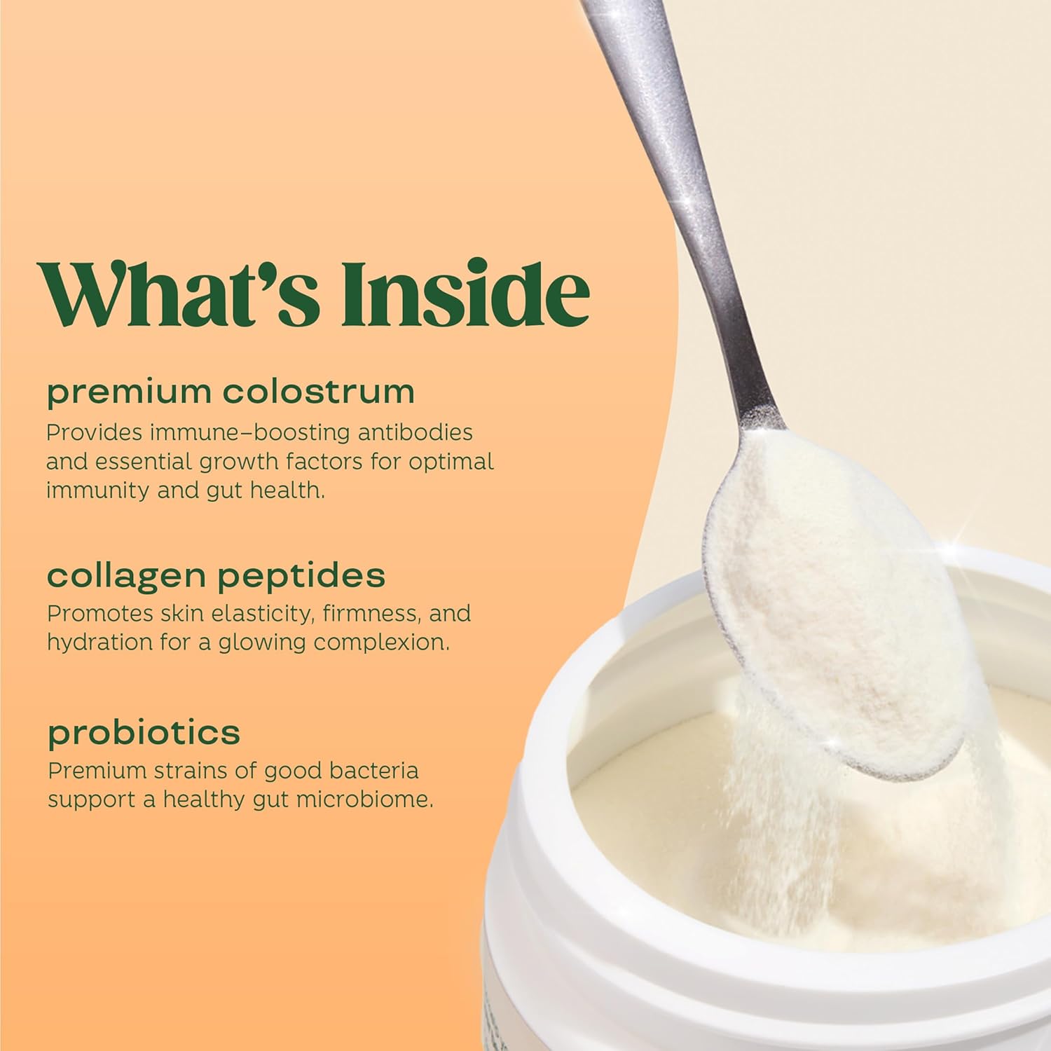 Bloom Nutrition Bovine Colostrum Powder with Vitamin B-12 for Gut Health, Immune Support, Hair Growth & Beauty Supplement | Orange Cream, 25 Servings - Image 6