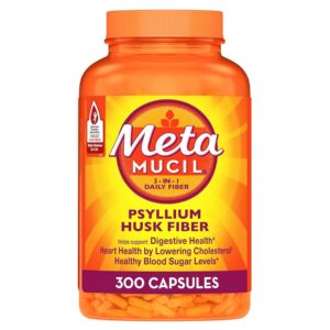 Metamucil, Psyllium Husk GLP-1 Friendly Fiber Capsules, 300 Capsules, 3-in-1 Fiber Supplement, Daily Psyllium Husk Fiber Capsules Help Support Digestive Health by Promoting Regularity*