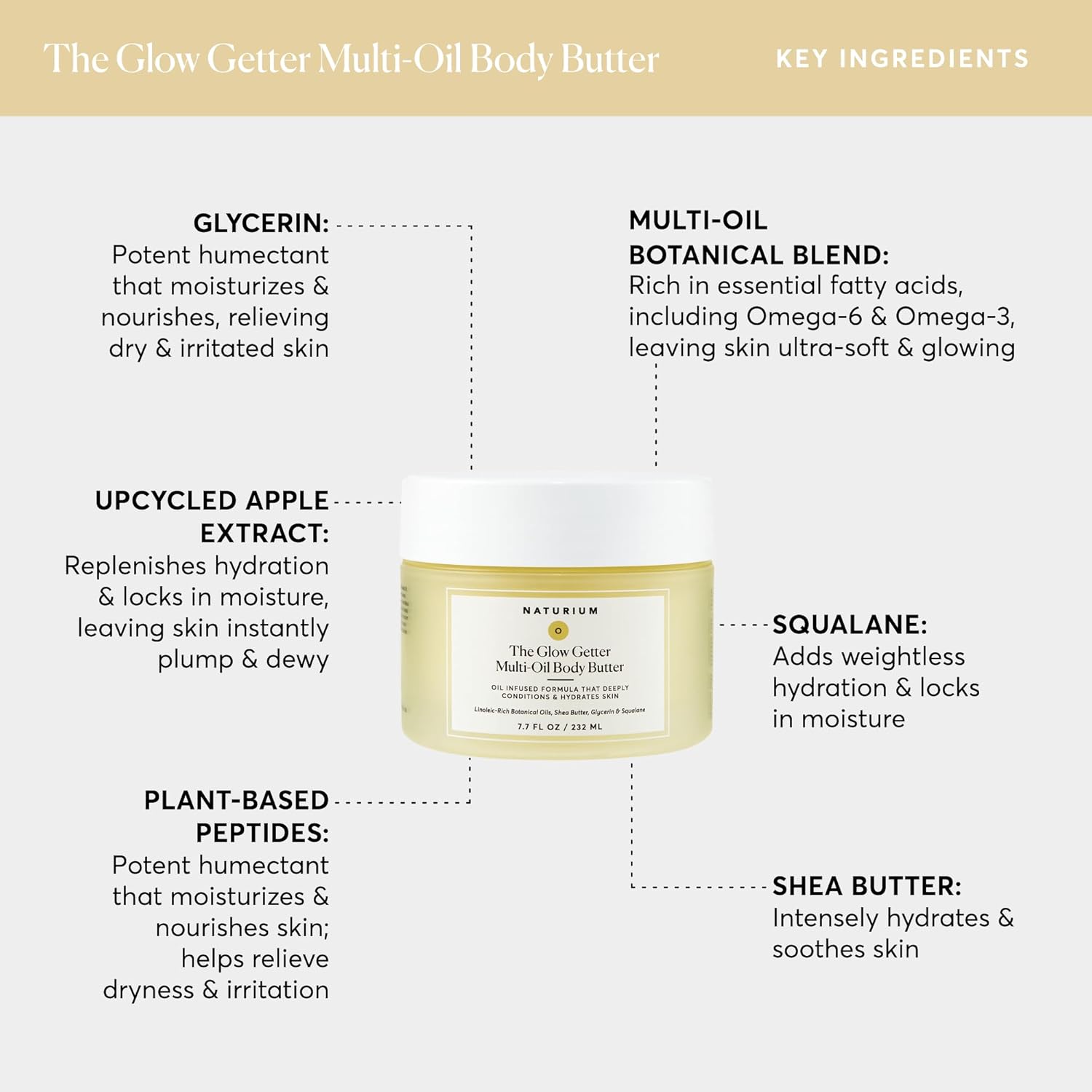 Naturium The Glow Getter Whipped Multi-Oil Body Butter, Firming Cream & Body Moisturizer with Shea Butter, 7.7 fl oz - Image 5