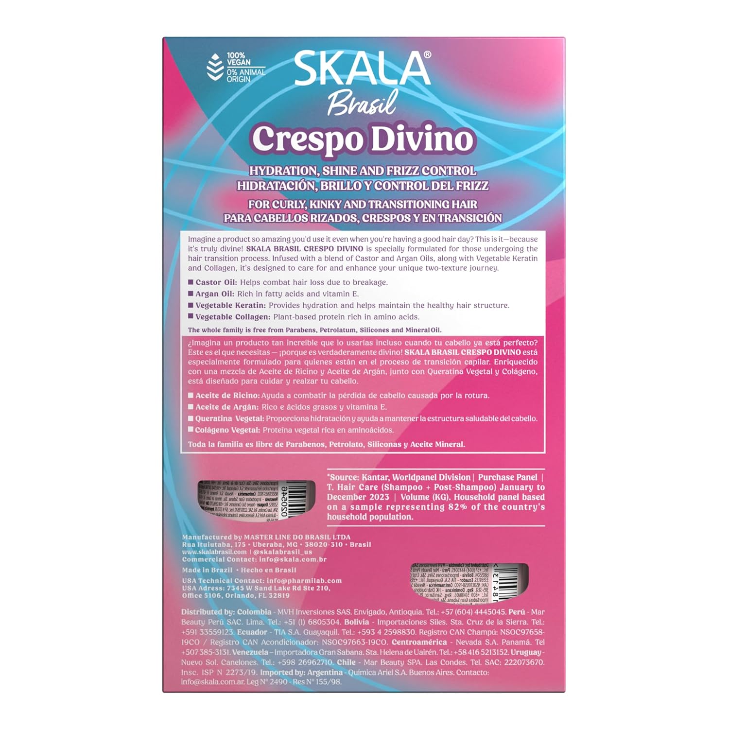 SKALA Kit Shampoo & Conditioner Crespo Divino Hydrating Shine and Frizz Control for Curly Kinky and Transitioning Hair, 10.9 fl oz Each - Image 3
