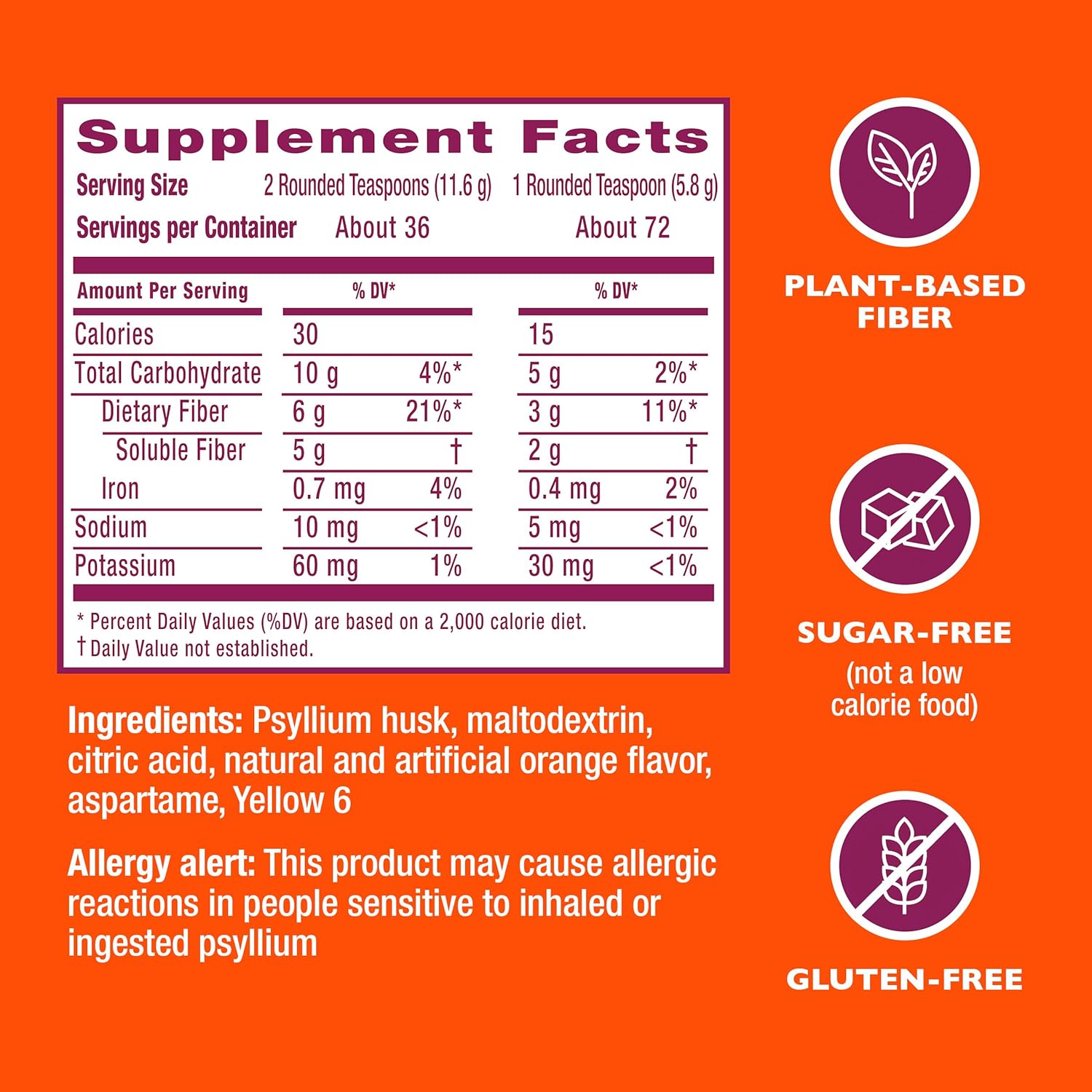 Metamucil 4-in-1 Psyllium Husk GLP-1 Friendly Fiber Supplement, Sugar-Free, 72 teaspoons, Orange Flavored, Daily Fiber Powder for Digestive Health, made with Plant-Based Psyllium Husk Fiber - Image 9
