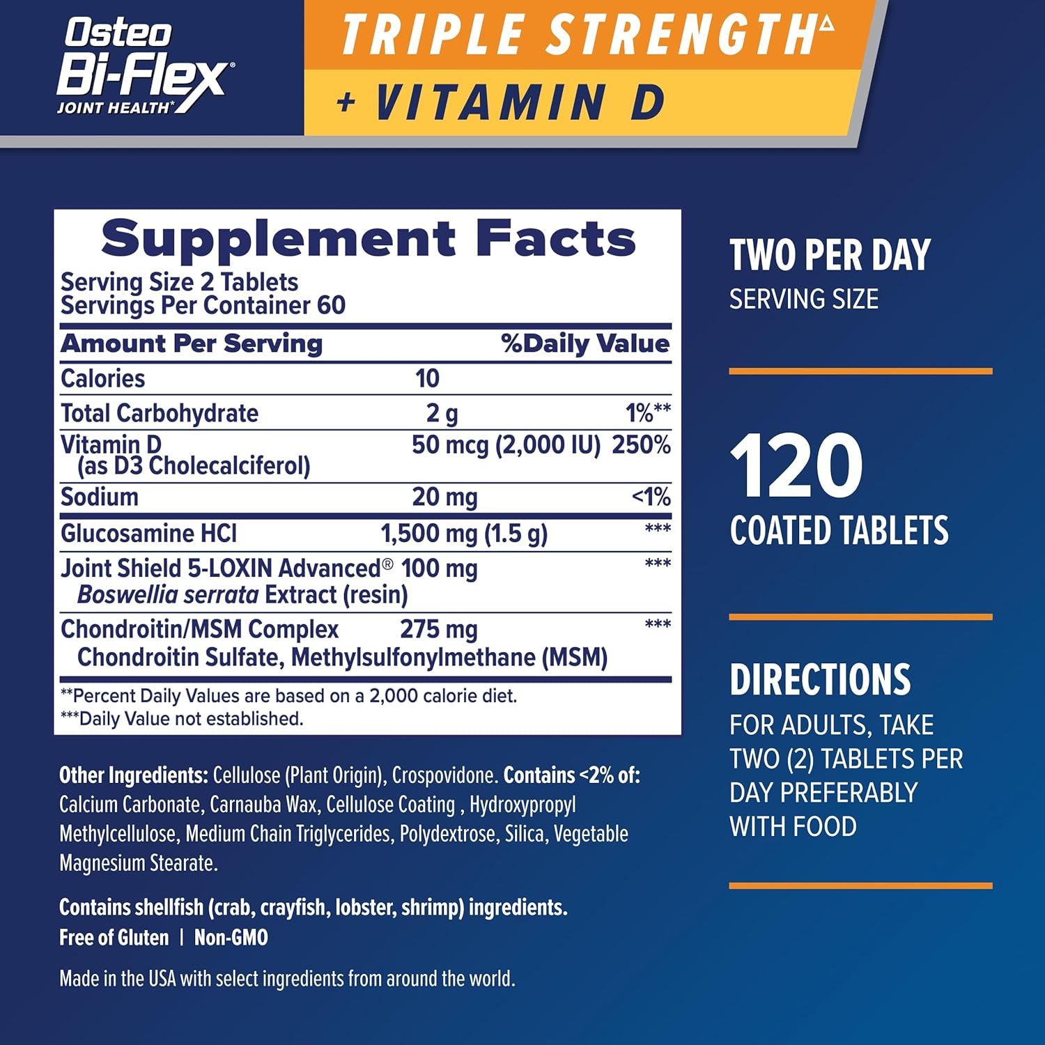 Osteo Bi-Flex Triple Strength Glucosamine Chondroitin Supplement with Vitamin D, Improve Joint Function, Support Bone Health, 120 Coated Tablets - Image 3
