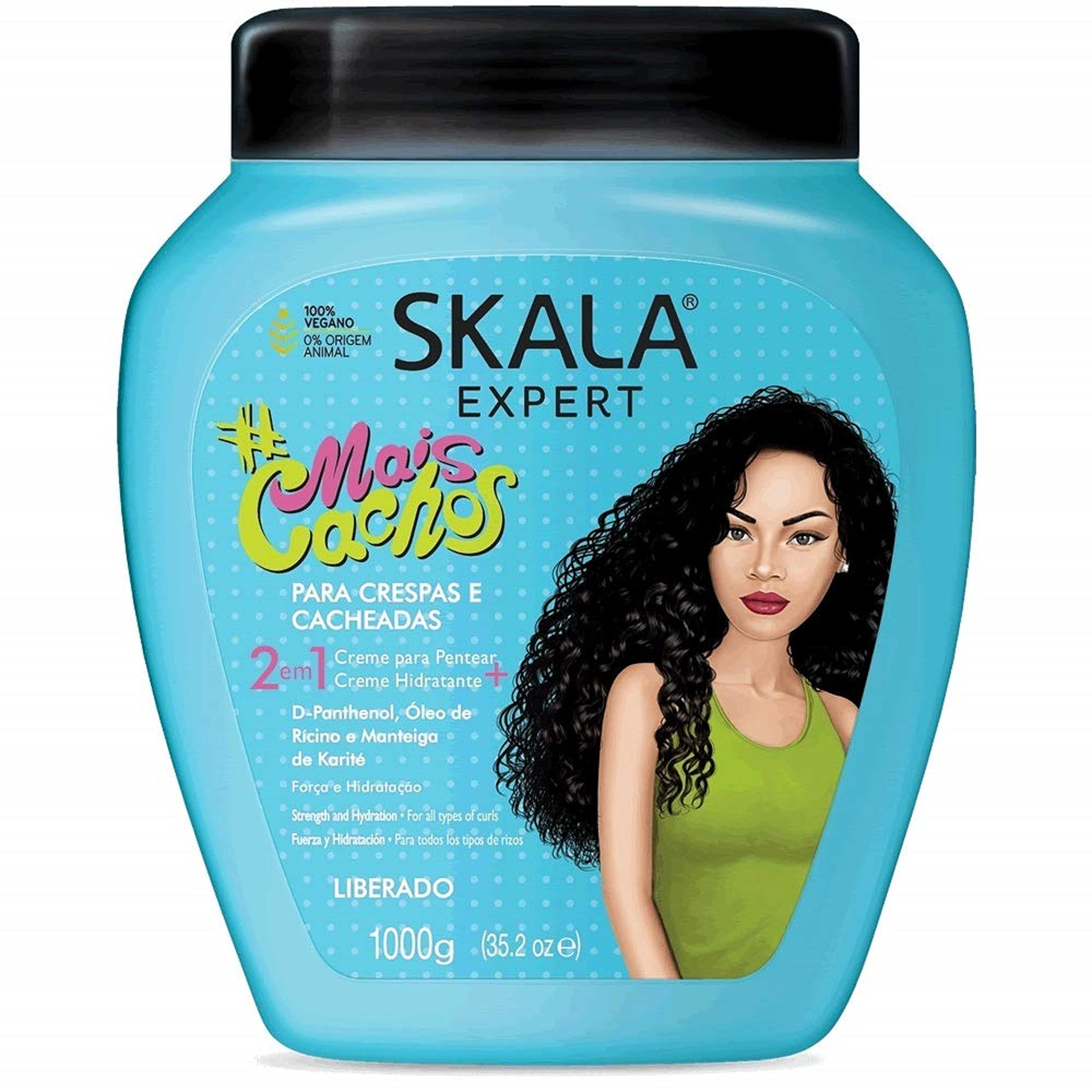 SKALA Mais Cachos 2-in-1 Treatment Cream and Leave-In Conditioner Frizz Control and Definition for Curly Hair, 35.2 oz