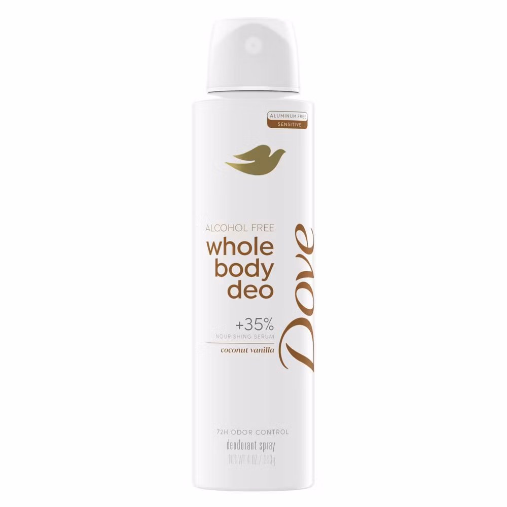 Dove Beauty Alcohol Free & Aluminum-Free Whole Body Deodorant Spray - Coconut Vanilla - 4oz