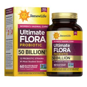 RenewLife Ultimate Flora Women's Vaginal Care Probiotic 50 Billion, 60 Vegan Capsules