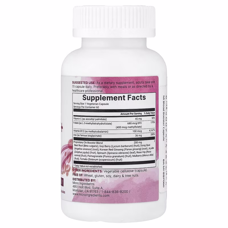 Micro Ingredients, Blood Booster+, 60 Vegetarian Capsules - Image 3