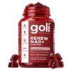 Goli World’s First Renew NAD+, 60 Count – Nicotinamide Riboside (NR) – Cellular Energy & Healthy Aging Support – Vegan, Non-GMO, Gelatin-Free Liquid-Center Gummies