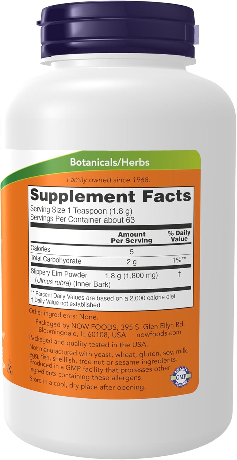NOW Foods Supplements, Slippery Elm Powder (Ulmus rubra), Non-GMO Project Verified, Herbal Supplement, 4-Ounce - Image 4