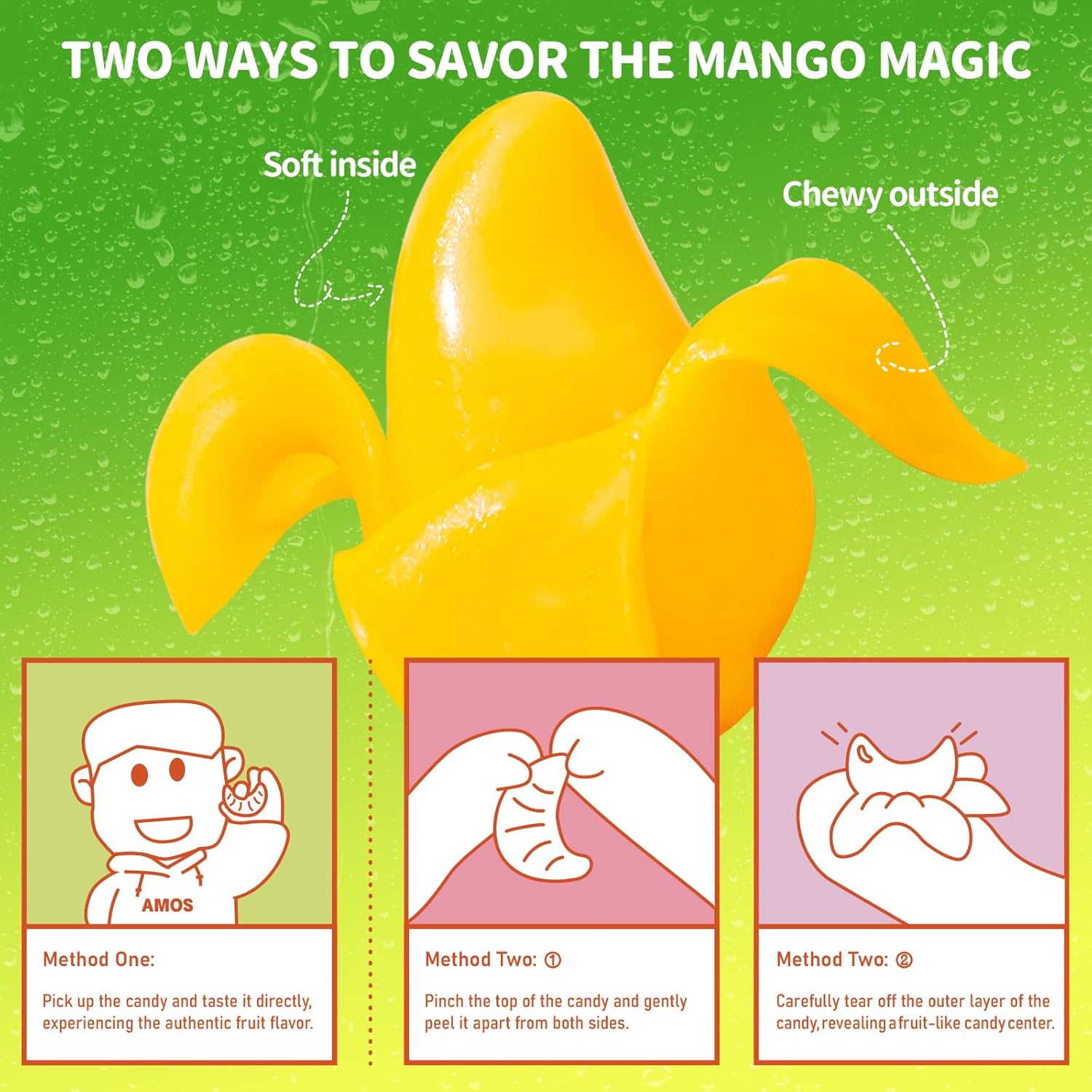 AMOS Peelerz Peelable Mango Gummy Candy,Soft Chewy Gummy 6oz - Image 6