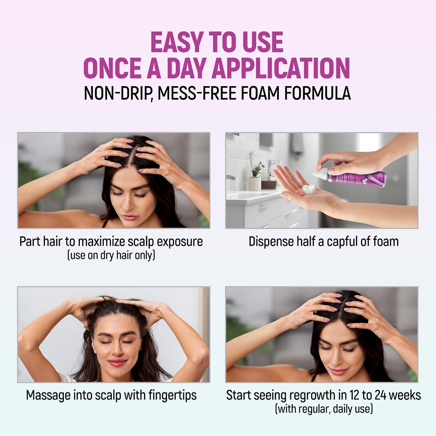 Minoxidil for Women, 2.11 Oz (2 Months Supply) Clinically Proven to Regrow Hair, Topical Aerosol Foam 5%, Hair Thinning Treatment - Image 4