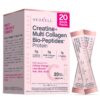 NeoCell Creatine Collagen Powder | 20 Stick Packs | with Multi Collagen Peptides | Plus L-Taurine | Unflavored | Hair, Skin, and Nails Supplement