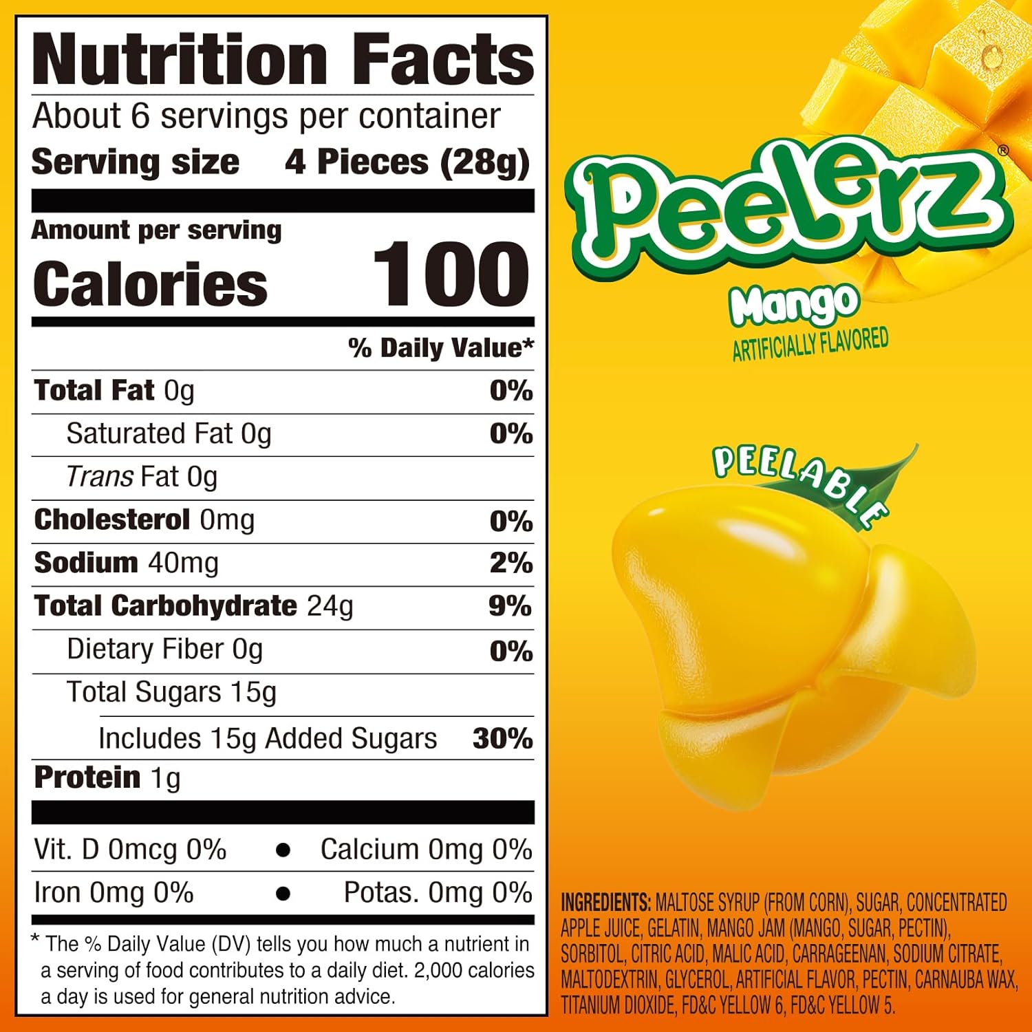 AMOS Peelerz Peelable Mango Gummy Candy,Soft Chewy Gummy 6oz - Image 3