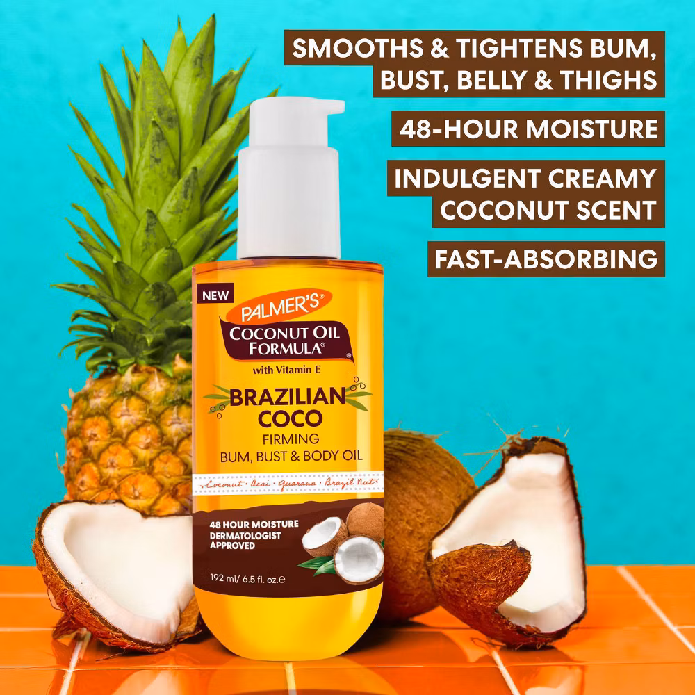 Palmer's Brazilian Coco Firming Oil - 6.5 fl oz: Liquid Body Oil for Normal to Very Dry Skin, Cocoa Butter Scent - Image 5