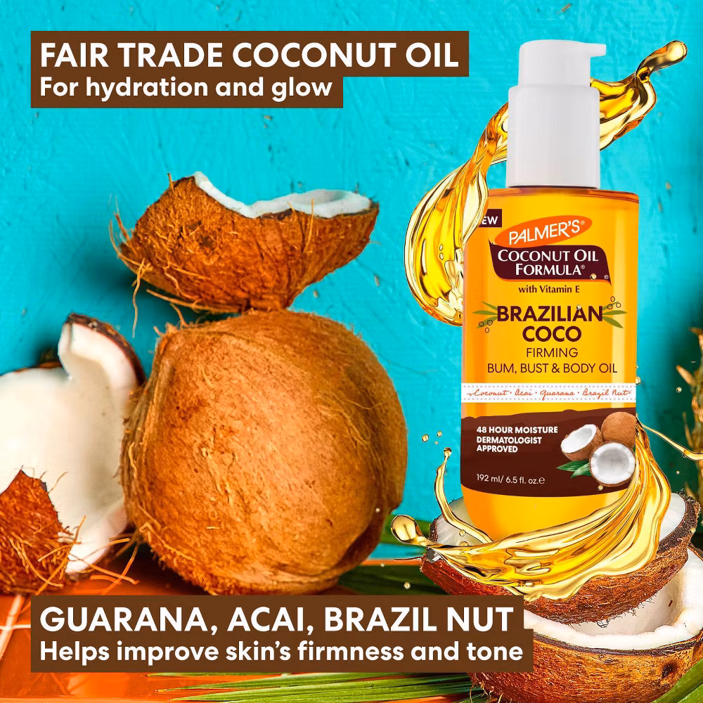 Palmer's Brazilian Coco Firming Oil - 6.5 fl oz: Liquid Body Oil for Normal to Very Dry Skin, Cocoa Butter Scent - Image 7