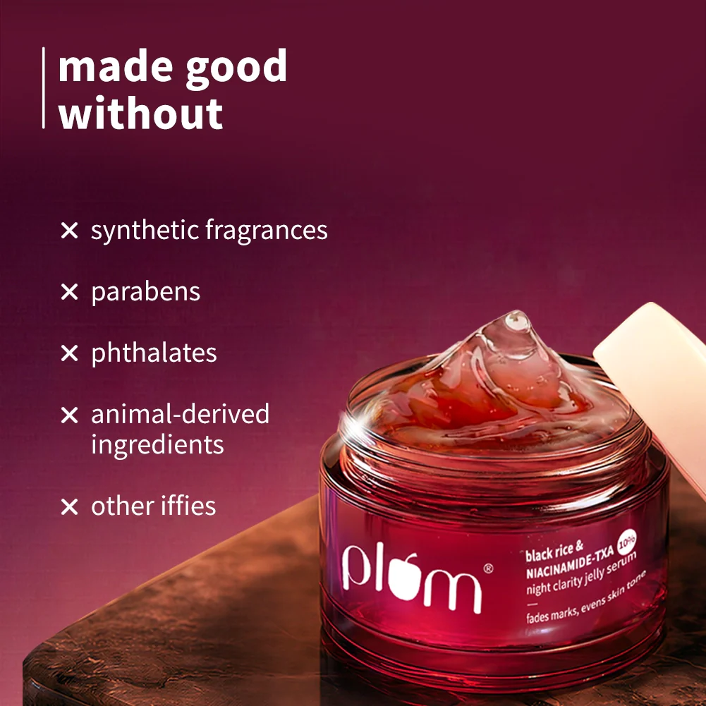 Plum Goodness Black Rice & 10% Niacinamide-TXA Night Clarity Jelly Serum, 25ml - Image 4
