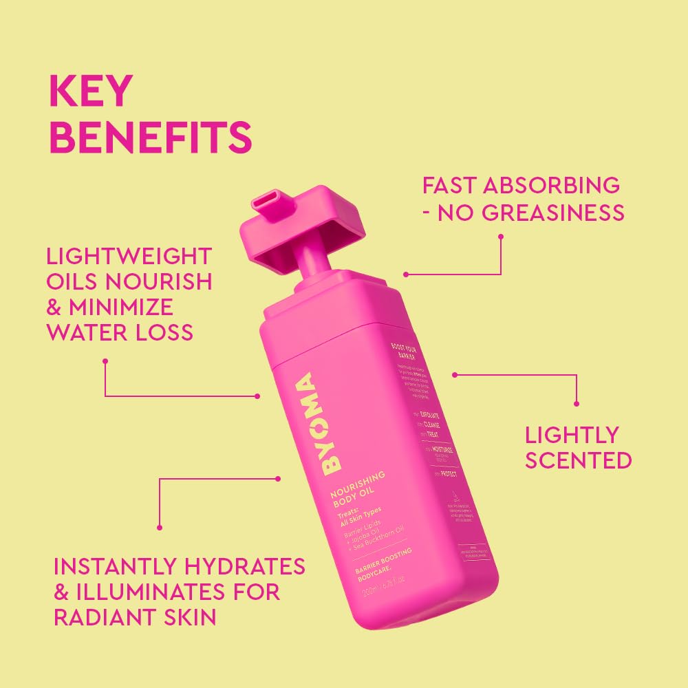 BYOMA Nourishing Body Oil - For All Skin Types - Lightweight, Fast-Absorbing Body Oil with Jojoba & Seabuckthorn - Hydrates, Brightens & Restores Skin Barrier - 6.76 fl oz - Image 4