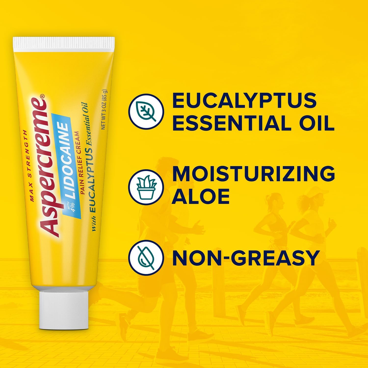 Aspercreme Essential Oils Lidocaine Pain Relief Cream, Max-Strength Lidocaine Numbs Away Nerve Pain, Moisturizing Aloe Hydrates Skin, Eucalyptus, 3 Oz. - Image 6