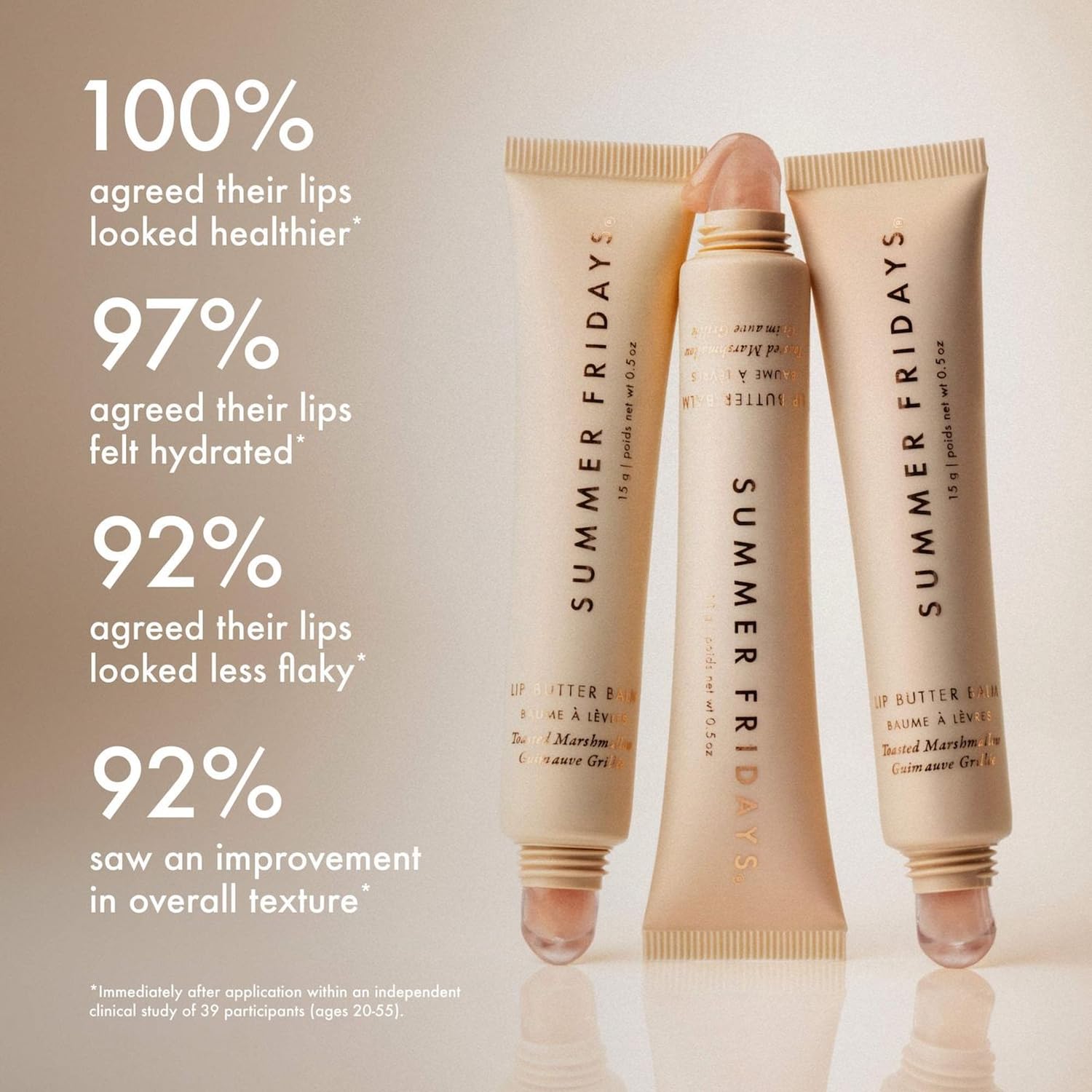Summer Fridays Lip Butter Balm - Moisturizing Lip Gloss for Instant Shine + Sheer Color - With Nourishing Shea Butter - Everyday Makeup + Skin Care Summer Essentials - Toasted Marshmallow (.5 Oz) - Image 8