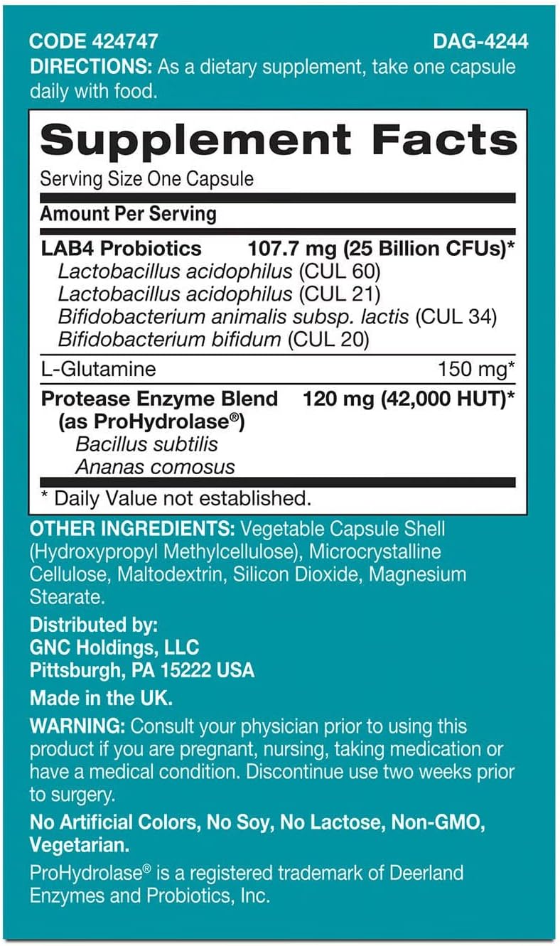 GNC Gut Health Probiotic Plus Enzymes, 30 Count, 30 Servings - Image 5