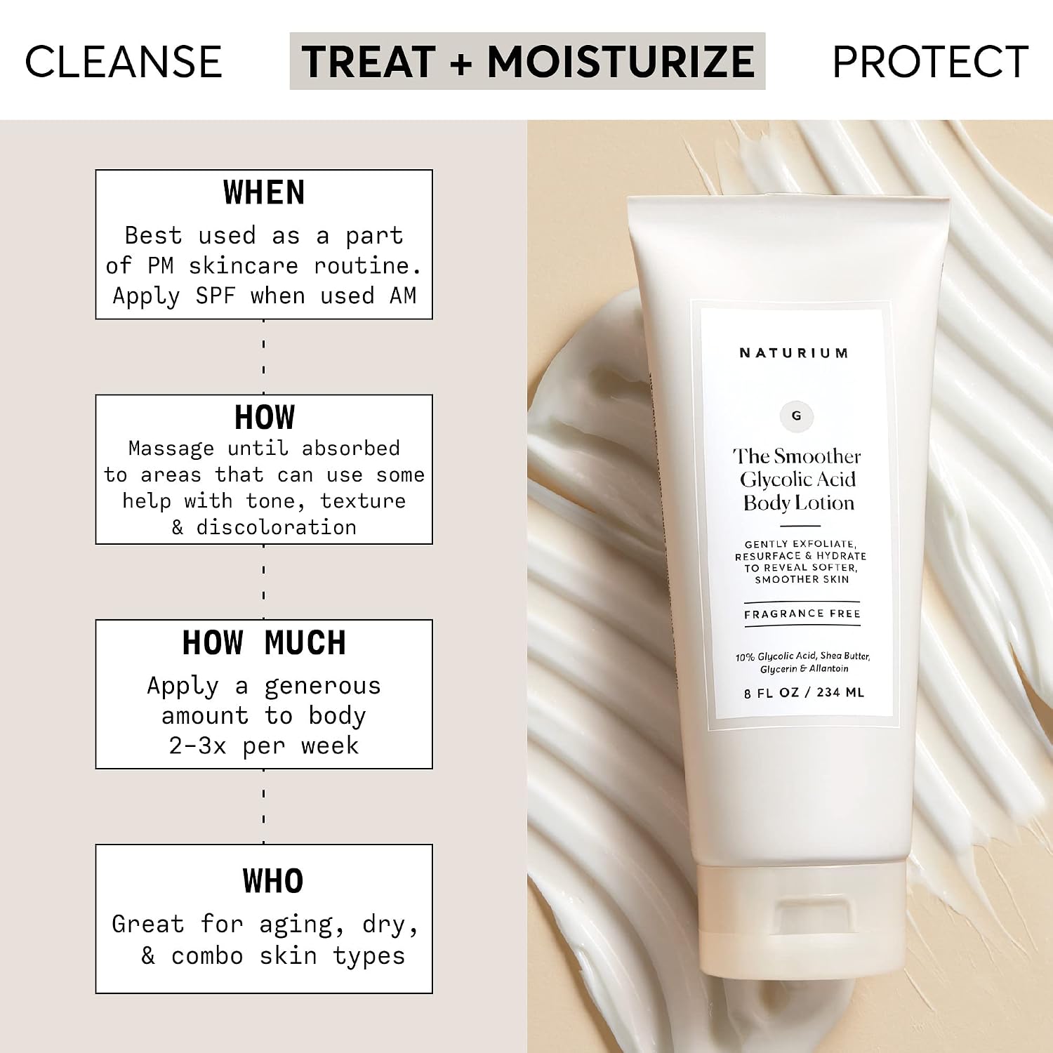 Naturium The Smoother Glycolic Acid Body Lotion, Resurfacing & Exfoliating Treatment, with 10% Glycolic Acid, 8 oz - Image 3