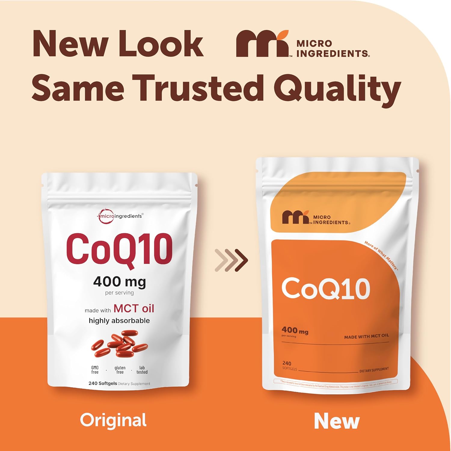 Micro Ingredients CoQ10 400 mg Per Serving, 240 Softgels | Made with Coconut MCT Oil | Coenzyme Q10 (Ubiquinone) - Image 3