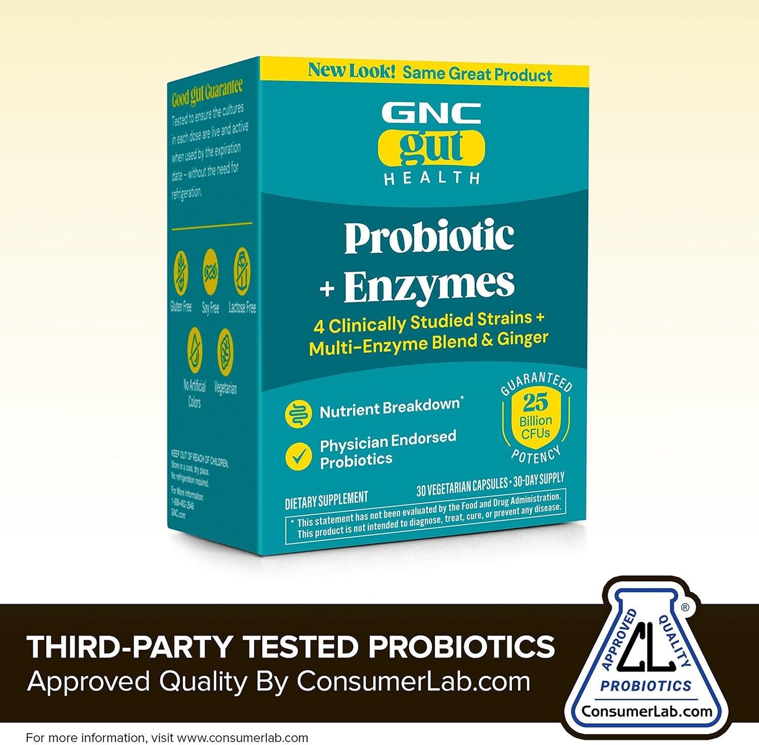 GNC Gut Health Probiotic Plus Enzymes, 30 Count, 30 Servings - Image 3