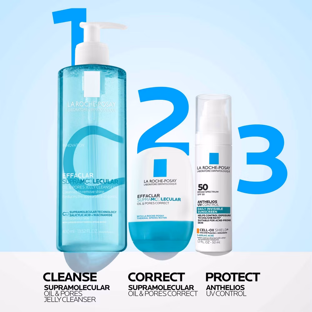La Roche Posay Effaclar Supramolecular Oil Absorbing & Pores Correcting Acne Face Wash Jelly Cleanser- 13.52 fl oz - Image 6