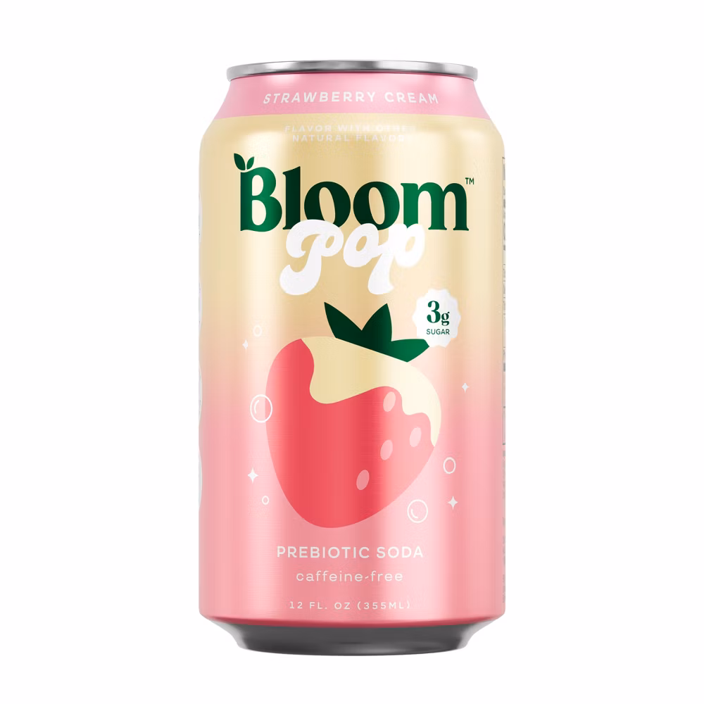 BLOOM NUTRITION Bloom Pop Prebiotic Soda - Strawberry Cream - 12 fl oz Can