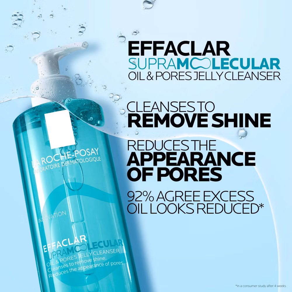 La Roche Posay Effaclar Supramolecular Oil Absorbing & Pores Correcting Acne Face Wash Jelly Cleanser- 13.52 fl oz - Image 9