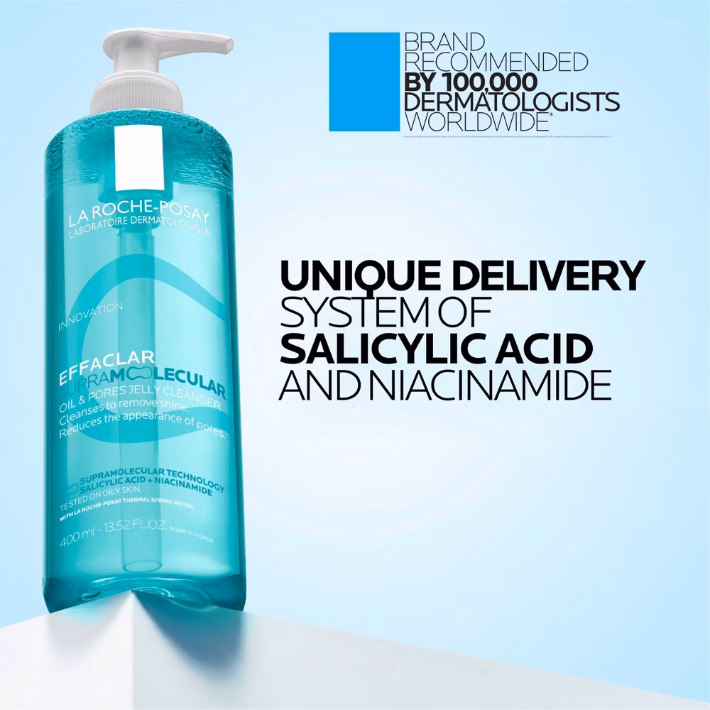 La Roche Posay Effaclar Supramolecular Oil Absorbing & Pores Correcting Acne Face Wash Jelly Cleanser- 13.52 fl oz - Image 8
