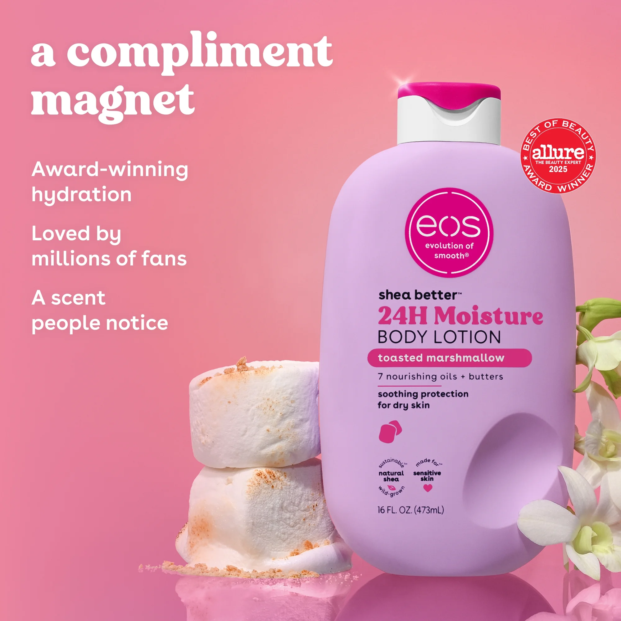 eos Shea Better Toasted Marshmallow Body Lotion for Dry Skin, 16 fl oz - Image 3